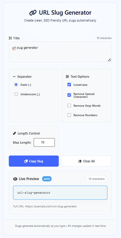 URL Slug Generator