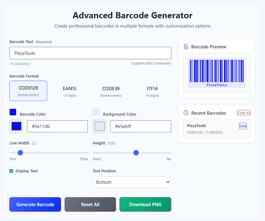 Advanced Barcode Generator